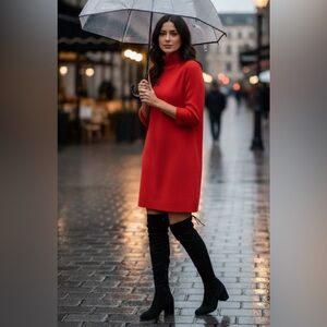 Women’s Zara 3/4 Sleeve Red Dress‎ with Turtleneck in size medium